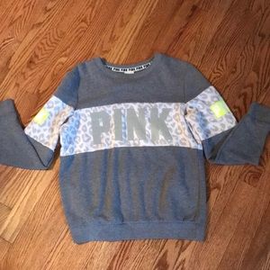 Grey and cheetah print PINK sweatshirt